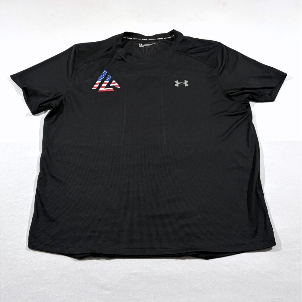 Under Armour Shirt Mens Black Short Sleeve RUN FITTED Rash Guard BJJ Logo Sz L